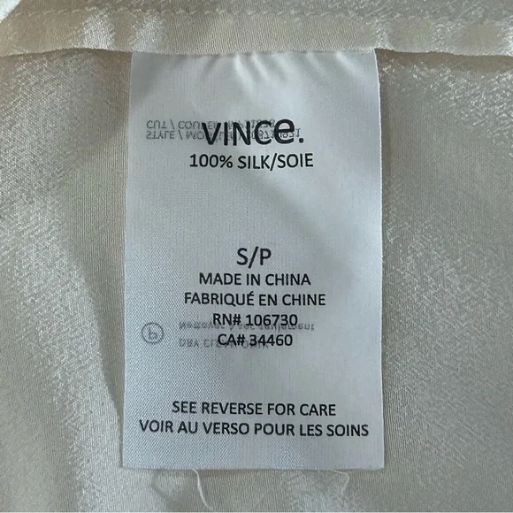 Vince Ivory Sleeveless V-Neck Luxurious 100% Silk Blouse Size S - Picture 8 of 12
